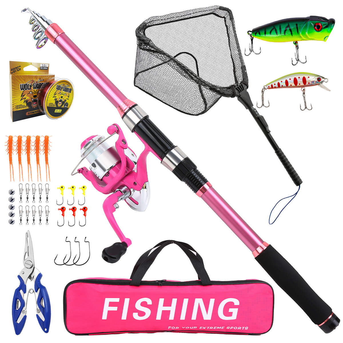Fishing Pole Set Full Kits Wit - Fishing Line Spooler recension och pris