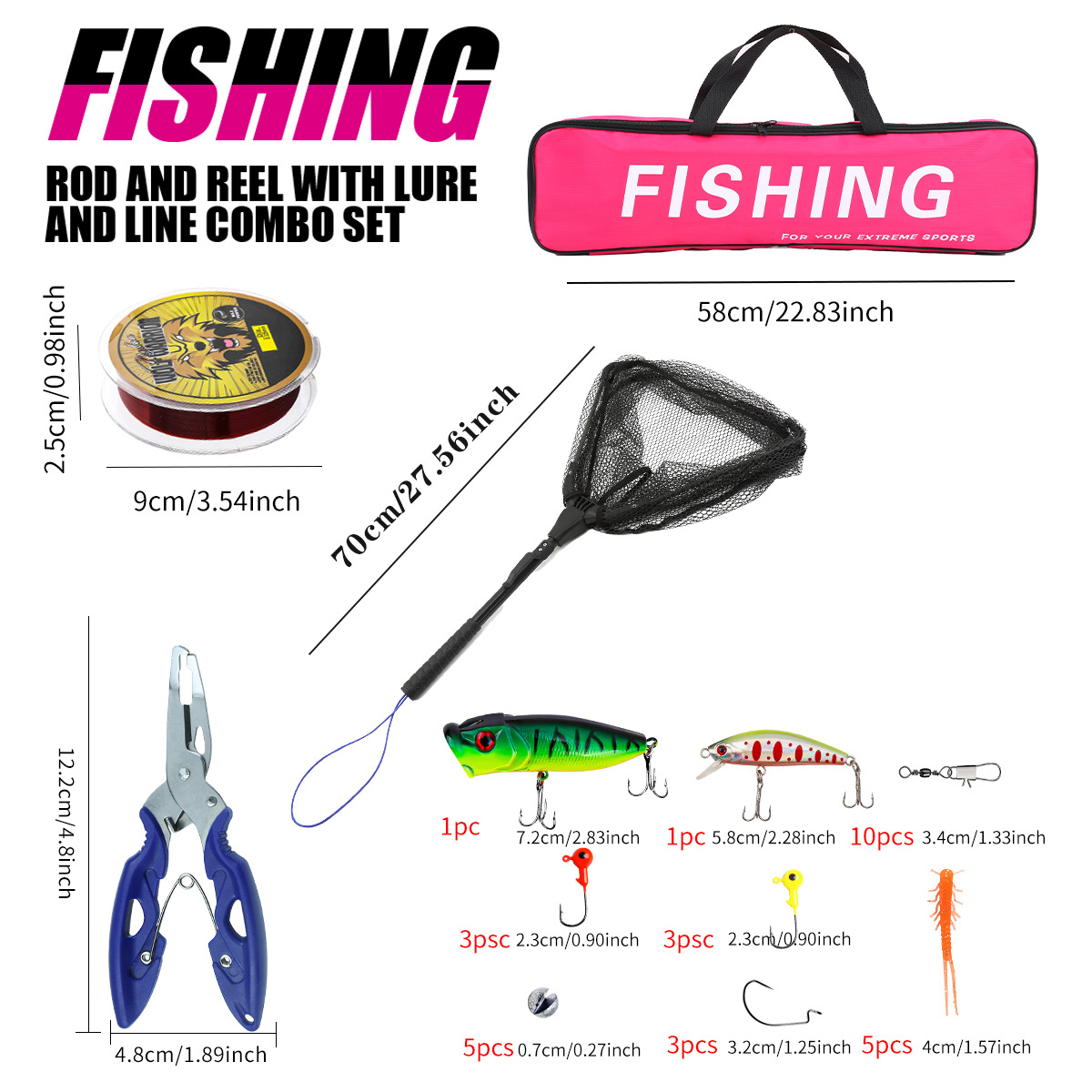 Fishing Pole Set Full Kits Wit - Fishing Line Spooler recension och pris