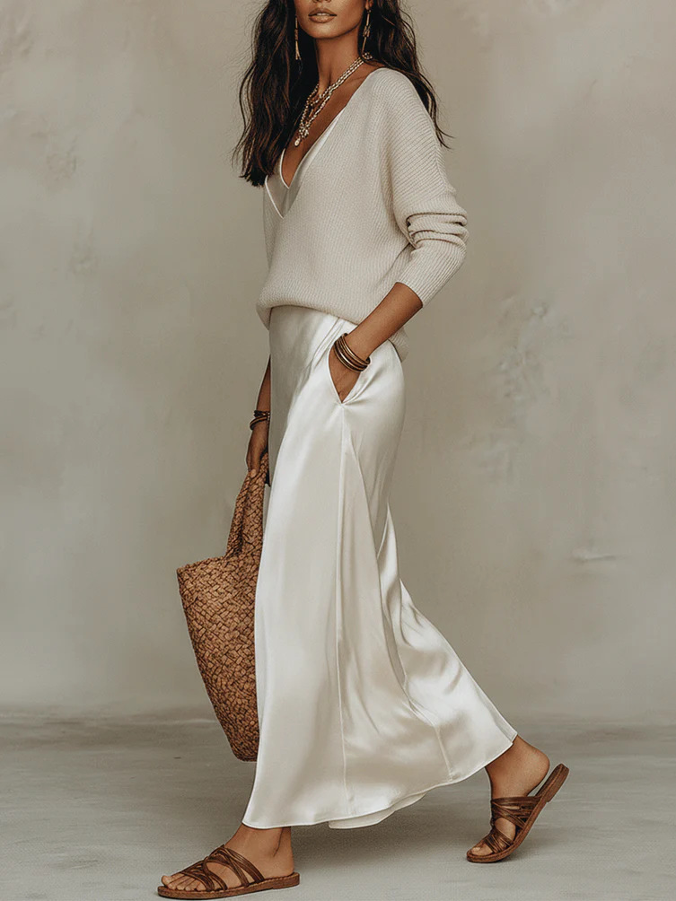 Chic Women's Satin Maxi Dress  - Fly Line recension och pris