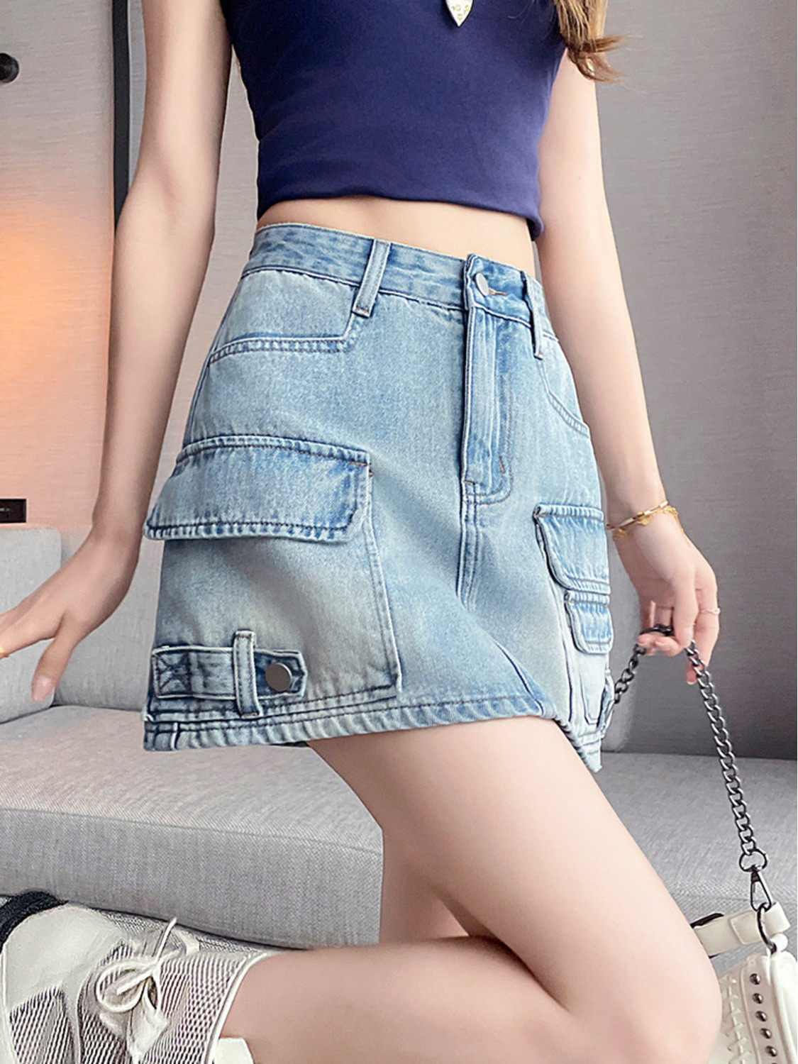 Women High Waist Cargo Denim M - Fly Line recension och pris